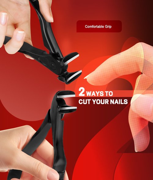 SGNEKOO Upgraded Long Handle Toenail Clippers for Seniors & Thick Nails，Curved Head with Anti-Slip Grip Ergonomic Pedicure & Fingernail Clipper for Easy Trimming