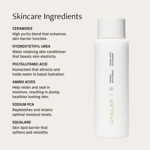 CYKLAR Ceramide Milky Essence – Unscented Body Lotion for Dry, Sensitive Skin – Lightweight Hydrating Ceramide Moisturizer for Skin Barrier with Polyglutamic Acid & Hydroxyethyl Urea - 8 fl oz