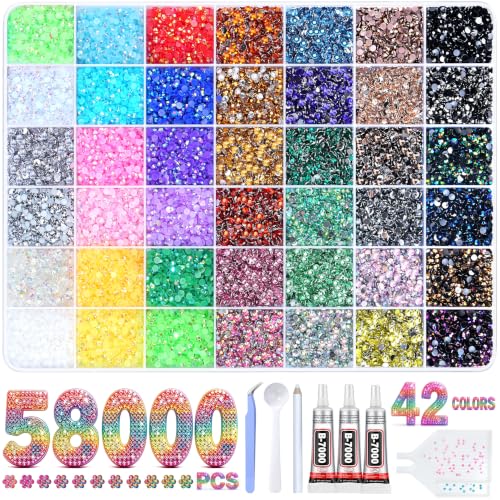 Multicolor Rhinestone Bedazzling Kit with 58,000 Gems & Jewelry Glue