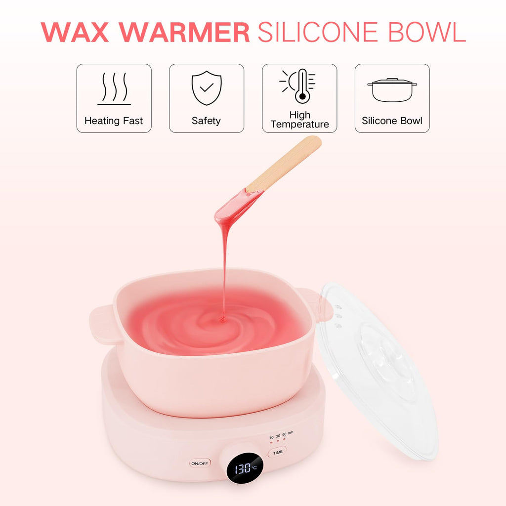 Wax Warmer Hair Removal, Adjustable Temperature, Digital Display Professional Hot Wax Warmer Pot with Silicone Bowl, Timer setting