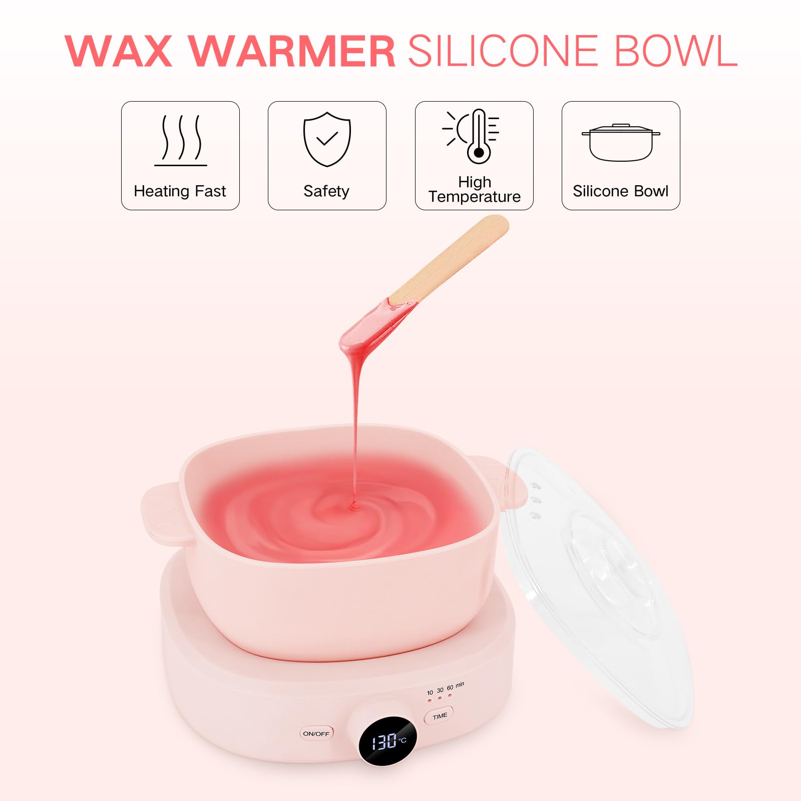 Wax Warmer Hair Removal, Adjustable Temperature, Digital Display Professional Hot Wax Warmer Pot with Silicone Bowl, Timer setting
