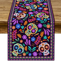 Dia De Los Muertos Table Runner 13 x 108 Inches Linen Mexican Sugar Skull Decor