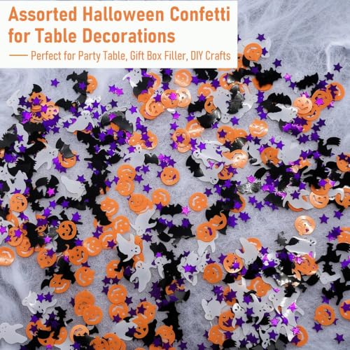 Halloween Confetti Assortment - Orange Pumpkin Ghost Bat Sprinkles for Party Decor - 15g