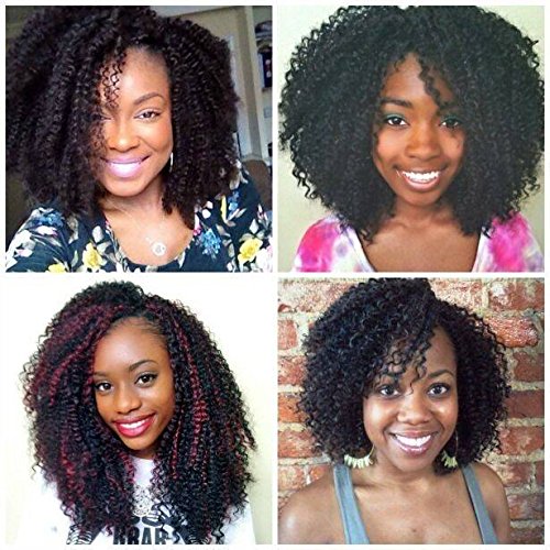 Luxnovolex Brazilian Curly Bundles Human Hair Kinky Curly 4 Bundle Short Virgin Human Hair 50g/Bundle Unprocessed Remy Jerry Curly Brazilian Hair Quick Weave for Black Women