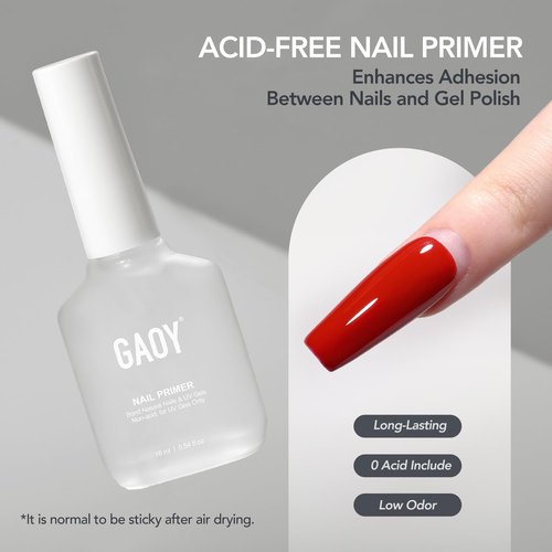 GAOY Nail Dehydrator and Primer Set - Acid-Free Natural Nail Prep for Gel Polish | 2 Pcs