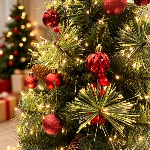HipTree Red Christmas Halloween Tree Ornament Set 30 Pieces - 1.57 Inch