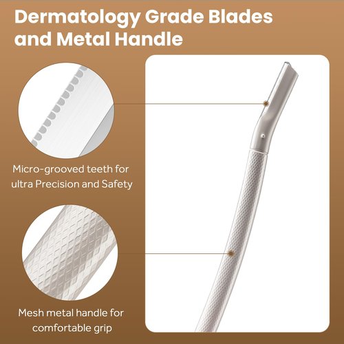 COSYLIFE Eyebrow Razor Dermaplaning Tool with 10 Blade Refills Exfoliating Face Razors for Women Facial Razor for Peach Fuzz and Eyebrow Hair Removal