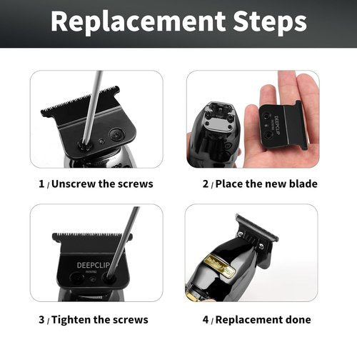 BaBylissPRO FX707B2 Trimmer Blades - Deep Tooth T Blade Replacement for FX787 & FX726 | 2 Pack, Black