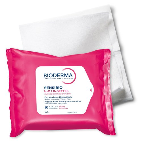 Bioderma - Sensibio H2O Cleansing Wipes - Makeup Remover & Skin Soothing - 25 Count