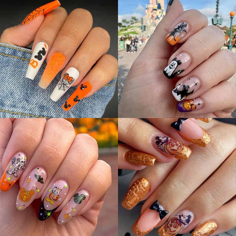 Halloween Nail Art Stickers Decals 8 Sheets Gothic Ghost Spider Web - Style 01