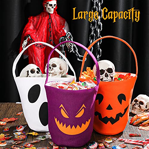 Halloween Trick or Treat Canvas Buckets - Scary Faces, 3 Pack