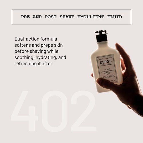 DEPOT No. 402 Pre & Post Shave Emollient |Shaving Lotion for Men Soothes, Softens & Protects | With Olive Oil, Almond Oil, Eucalyptus & Mint | For All Skin & Beard Types | 3.3 fl.oz.