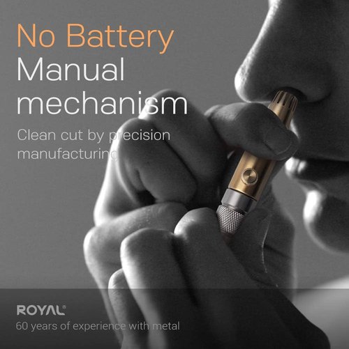 Royal Premium Nose Hair Trimmer for Men - Manual, Waterproof, Painless Brass & Stainless Steel ET-32