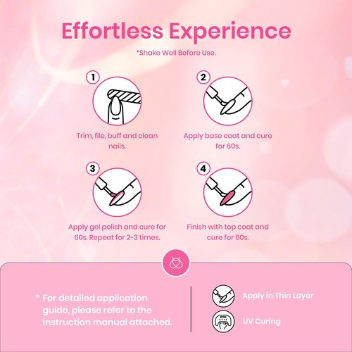 Beetles Gel Nail Polish Set – 6 Pink Shades with Shimmer & Glitter Soak Off UV LED Gel Polish Kit Long Lasting Pink Reverie Collection DIY Home Salon Manicure Gift for Women & Girls