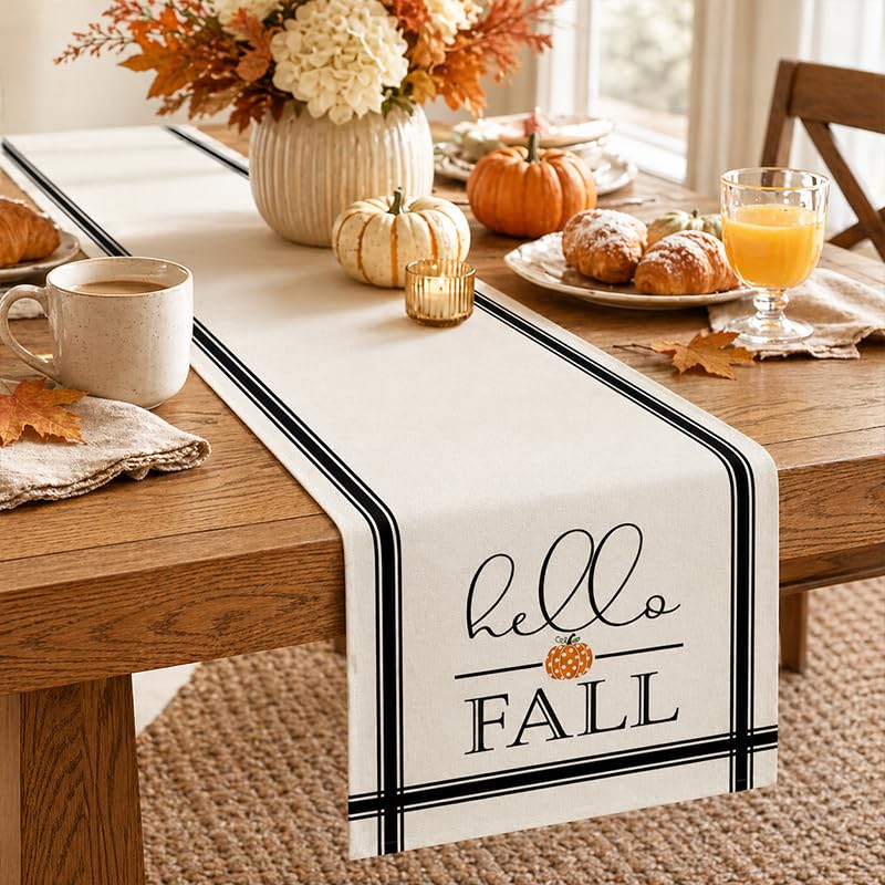 Fall Pumpkin Table Runner 13 x 72 Inch Seasonal Harvest Home Decor