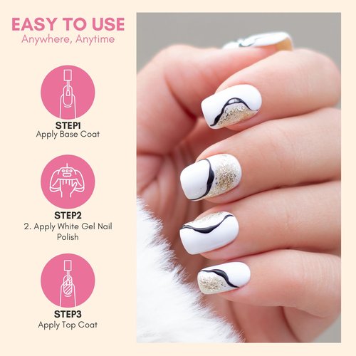 Makartt White Gel Nail Polish 15ml, Soak Off Blanc Gel for UV LED Light, DIY Nail Art, Manicure Designs, Salon & Home Use, Long Lasting and Easy Application