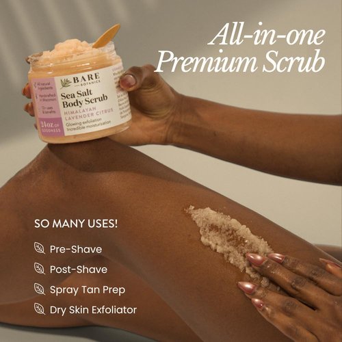 Bare Botanics Body Scrub - Himalayan Lavender Citrus Salt Scrub 24 oz | Naturally Scented & Cruelty-Free Exfoliator