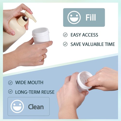 ASEVAT 3.4 oz Leak Proof Travel Jars for Creams, Refillable Plastic Csmetic Jars, Travel Containers for Creams, Lotion Containers with Lids, Travel Cream Container for Face Creams (White)