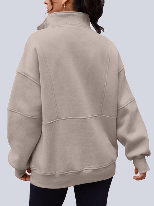 AUTOMET Women's Oversized Quarter Zip Sweatshirt - Cozy Fleece Pullover Hoodie for Fall Workouts
