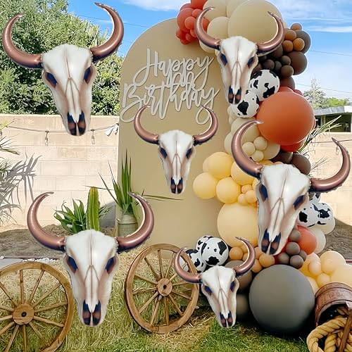 Brown Small 5Pcs Western Longhorn Cow Balloon Set - Party Wall Decor