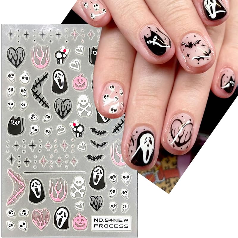 Halloween Nail Stickers Decals 3D Horror Spooky Devil Ghost A5 - Self-Adhesive Nail Art
