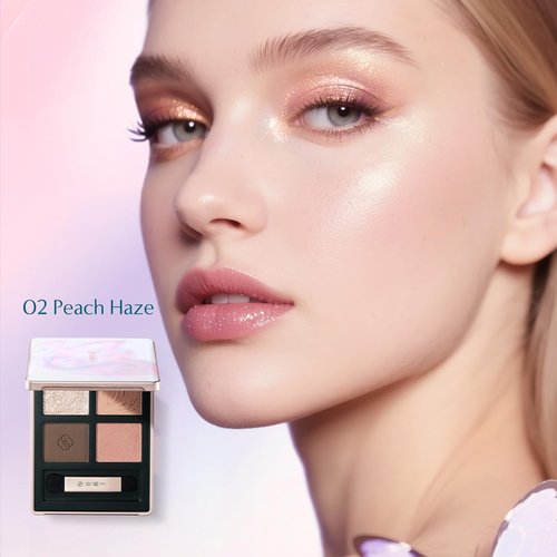 FLORASIS Butterfly Glitter Quad Eyeshadow Palette (02 Peach Haze, 1 Count)