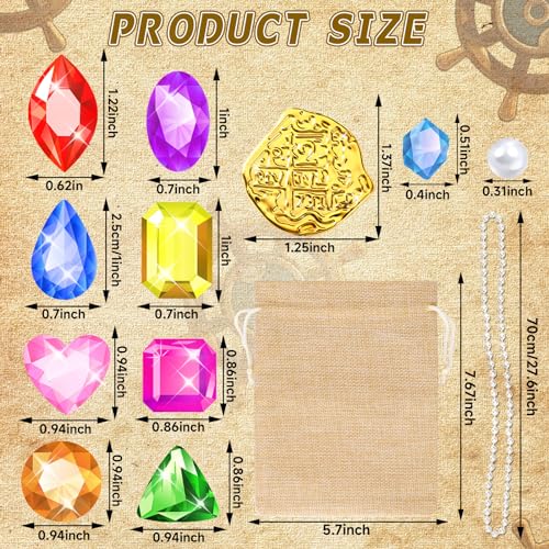 Small Pirate Treasure Pool Toys Set – Gems, Coins & Pearls, 246 pcs