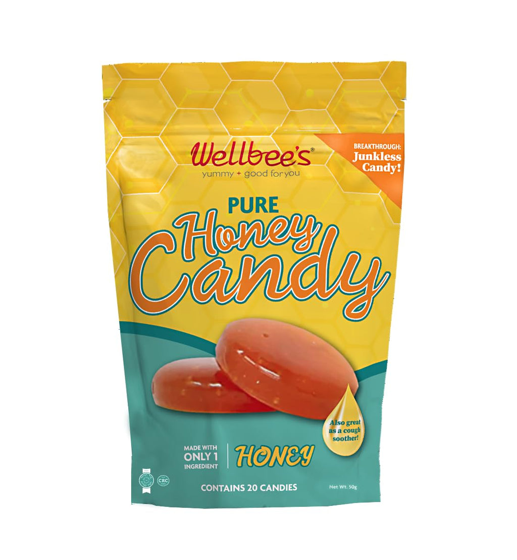 Wellbee's 100% Pure Honey Candy - Natural Cough Drops - Healthy & Paleo Friendly - 20 Pack