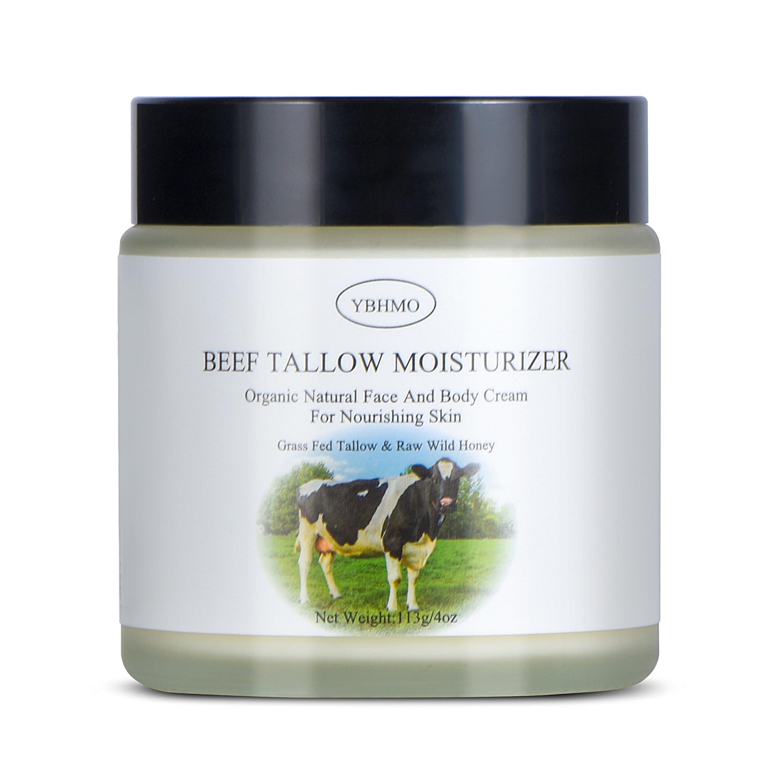YBHMO Beef Tallow Moisturizer,Beef Tallow for Skin,Organic Grass Fed Beef Tallow with Raw Honey Moisturizing Cream, Whole Body & Face Moisturizer（4oz）