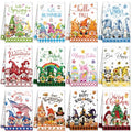 Seasonal Kitchen Towels Set - 12 Bright Gnome Designs for All Holidays