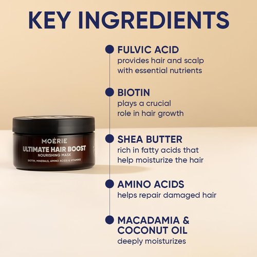 Moerie Mineral Hair Growth & Repair Mask - Vegan-Friendly Treatment for Thicker, Fuller Hair - Paraben & Silicone Free