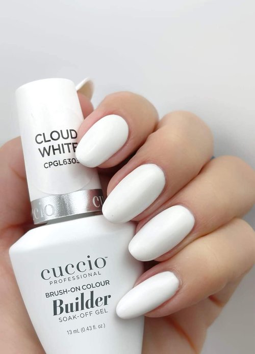 Cuccio Pro Brush-On Colour Builder Soak Off Gel - LED and UV Self-Leveling Lightweight Formula - Camouflages Re-Growth and Corrects Uneven Nail Beds - Base Coat - Cloud White - 0.43 oz