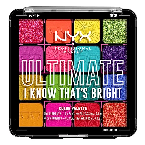 Eyeshadow Palette - I Know That's Bright, Vegan, 16 Shades, 0.02 Ounce