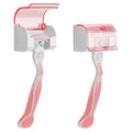 LUEXBOX 2 Pack Razor Holder with Cover for Shower Wall, Self Adhesive Razor Stand Shaver Organizer, Plastic Razor Hanger Hooks Compatible with Fusion 5 Proglide, Mach 3 Classic (Clear Pink)