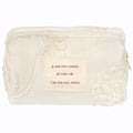 Sminra White Makeup Bag Small Nylon Cotton Quilted Cosmetic Makeup Bag Organizer, Aesthetic Floral Waterproof Portable Pouch Purse Toiletry Bag for Women Girls Travel accessories (White Lace-S)