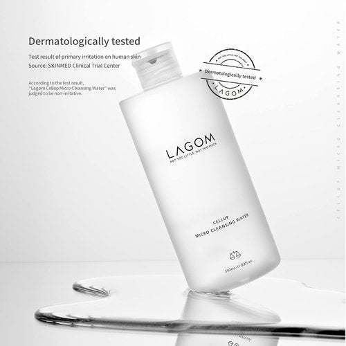 LAGOM Cellup Micro Cleansing Water - Natural Micellar Facial Cleanser for All Skin Types | 11.83 Fl Oz