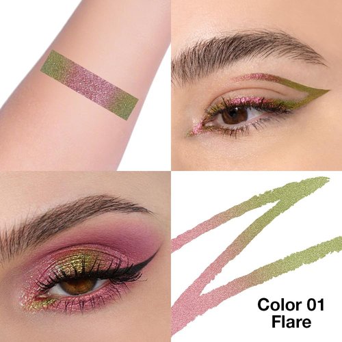 Kaely Chameleon Liquid Eyeliner - High-Pigmented Glitter Metallic Chrome | Waterproof & Smudge-Proof, 01 Flare
