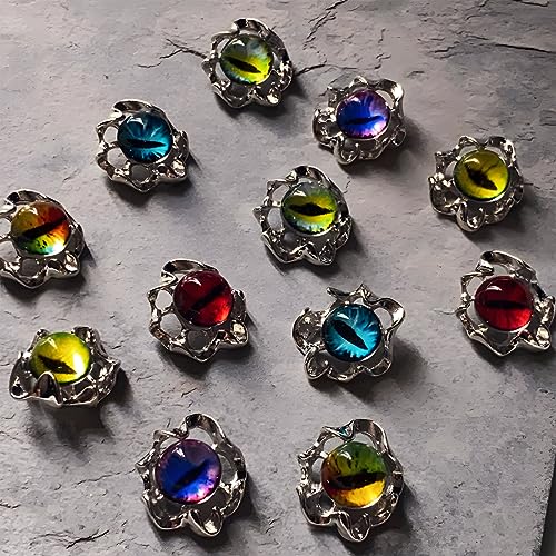 Devil Eye Nail Charms 24-Pack 3D Alloy Rhinestones for Nail Art & Crafts