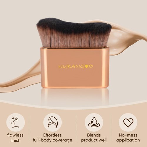 Skiennix Professional Kabuki Foundation Brush - Versatile Makeup Tool for Cream, Powder & Self-Tanning | Pink Gold