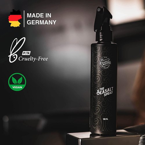 CHARLEMAGNE Hair Styling Comb & Sea Salt Spray Set for Men | 19CM Comb & 200ML Spray