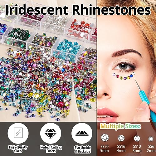 Colorful Face Gems Makeup Set AB & Clear Multicolored Crystals with Tools