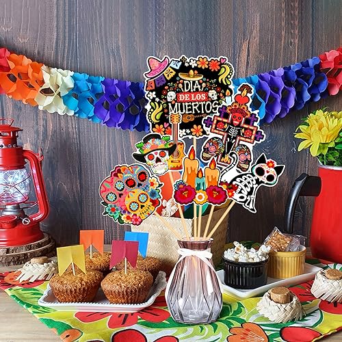 Day of the Dead Table Centerpieces Set of 24 for Mexican Themed Parties