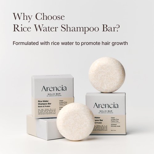 ARENCIA Rice Water Shampoo Bar - Natural Hair Growth & Strengthening Formula with Biotin & Protein