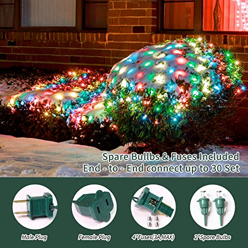 LED Christmas Net Lights 150 LED Outdoor Fairy String Lights 6ftx4ft Connectable Multi-Colored