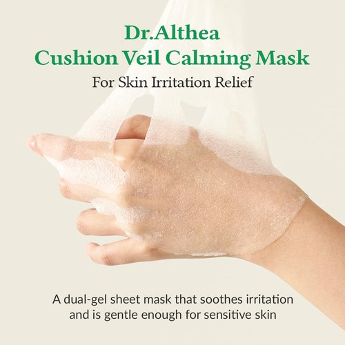 Dr. Althea Cushion Veil Calming Mask - Cooling Relief for Redness | Soothe Irritated Skin with CICA | Vegan Korean Skincare (Pack of 4)