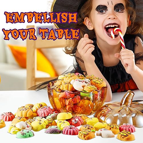 Glass Pumpkin Candy Jar with Lid - Large Amber Halloween Decor, 17x17.5cm