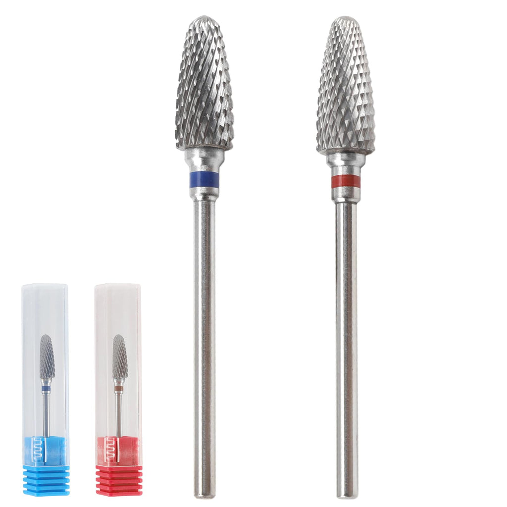 Yenblow 3/32" 5 in 1 Professional Carbide Nail Drill Bits Sets, 2 Pack Tungsten Safety Drill Bits Tech, Cuticle Bit Fast Remove for Manicurist Nail Salon Manicure Pedicure Gel Polishing (Round Head)