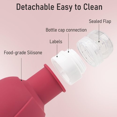 Travel Containers Bottle for Toiletry 4 Pack 3oz Leakproof TSA Approved & Refillable Mini Cream Jars, Silicone Squeeze Tube Rose Bottles for Shampoo Lotion Body Wash BPA Free +Bag, Red Pink Rose