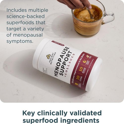 Ancient Nutrition Menopause Support Collagen Powder - Hydrolyzed Peptides for Hot Flashes & Sleep, Vanilla, 25 Servings