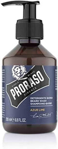 Proraso Azur Lime Beard Wash - Moisturizing & Cleansing Citrus & Mint Beard and Face Wash - Men's Facial Cleanser - 6.8oz
